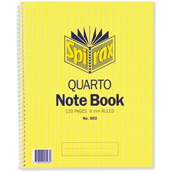 Spirax 593 Notebook 250X200mm Quarto 120 Page Side Opening