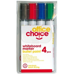 Office Choice Whiteboard Markers Bullet 2mm Assorted Wallet Of 4