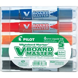 Pilot V Board Master Begreen Whiteboard Marker Bullet 2mm Assorted Wallet of 5