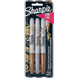 Sharpie Metallic Marker Fine Point 1mm Permanent Assorted Pack of 3