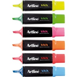 Artline Vivix Highlighter Marker Chisel 1-4mm Assorted Pack Of 6