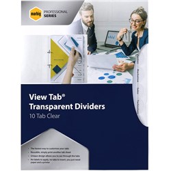 Marbig Professional Series A4 10 View Tab Dividers Transparent Clear