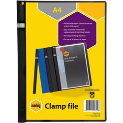 Marbig Spine Clamp File A4 50 Sheet Capacity Black