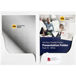 Marbig Professional Series Presentation Folders A4 Double Pocket Gloss Pack Of 10