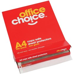 Office Choice Sheet Protectors A4 Copy safe Box Of 100