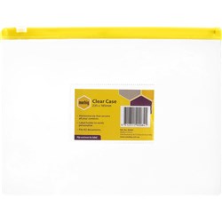 Marbig Clear Cases A5 235x185mm with Coloured Zip Assorted