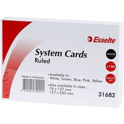 Esselte Ruled System Cards 152x102mm 6x4 White Pack Of 100
