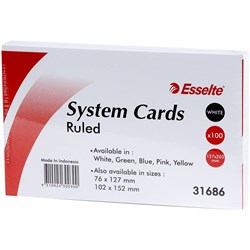 Esselte Ruled System Cards 203x127mm 8x5 White Pack Of 100