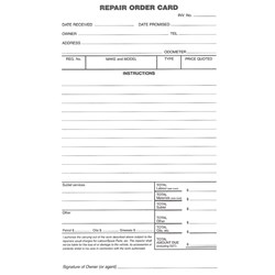 Zions Roc System Card Repair Order 125x205mm Pack of 250