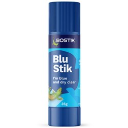 Bostik Blu Stik 35gm Large Blue Dries Clear Glue Stick