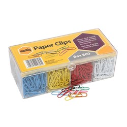 Marbig Paper Clips Large Vinyl Coated Assorted Box Of 800