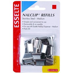 Esselte Nalclip Refills Medium Stainless Steel Pack Of 50