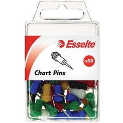 Esselte Chart Pins Assorted 8x22mm Pack Of 50