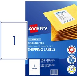 Avery Shipping Laser Labels l7167 199.1x289.1mm White 1UP, 250 Sheets