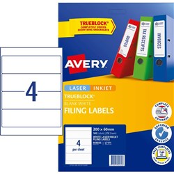 Avery Filing Multi Purpose Labels L7171 200x60mm 4UP, 25 Sheets
