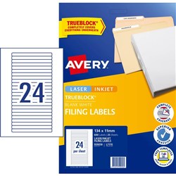 Avery Filing Multi Purpose Labels L7170 134x11mm 24UP Labels, 25 Sheets
