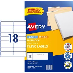 Avery Filing Multi Purpose Labels L7172 100x30mm 18 UP, 25 Sheets