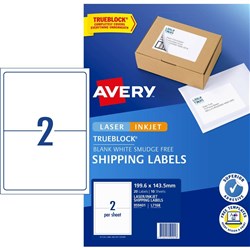 Avery Internet Shipping Laser & Inkjet L7168 199.6x143.5mm White 2UP, 10 Sheets