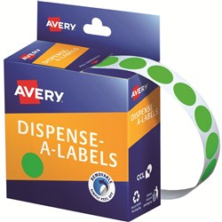 Avery Removable Dispenser Labels 14mm Round Fluoro Green Pack of 700