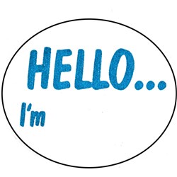 Avery Dispenser Labels 58x43mm Oval  Hello I'm Blue Pack of 100
