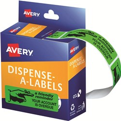 Avery Removable Dispenser Labels 19x64mm Friendly Reminder Green Pack of 125