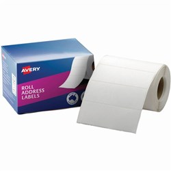 Avery Permanent Address Labels 102x36mm Roll Write On White Box of 500