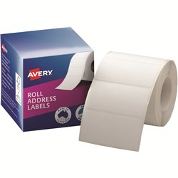 Avery Permanent Address Labels 70x36mm Roll Write On White Box of 500