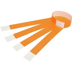 Rexel Wrist Bands Fluoro Orange With Serial Number Pack Of 100