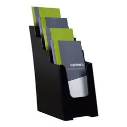Deflect-O Brochure Holder DL Sustainable Office 4 Tier 60% Recycled Black