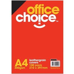 Office Choice Binding Covers A4 300gsm Leathergrain Black Pack of 100