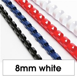 Rexel Plastic Binding Comb 8mm 45 Sheet Capacity White Pack of 100