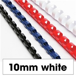 Rexel Plastic Binding Comb 10mm 65 Sheet Capacity White Pack of 100