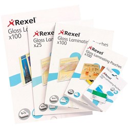 Rexel Laminating Pouches Key Card 63x93mm 180 Micron Pack of 50