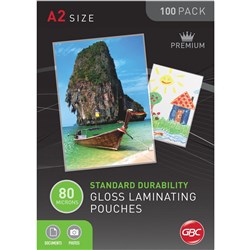 GBC Laminating Pouches A2 80 Micron Pack of 100