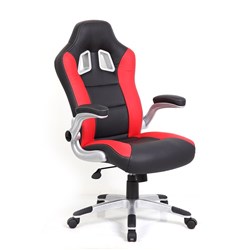 XR8 Racing Chair High Back with Headrest Red & Black PU