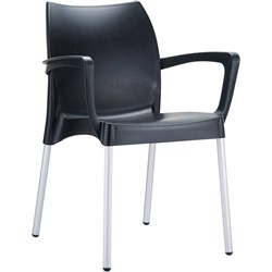 Dolce Poly Shell Chair With Arms Indoor and Outdoor Use Black