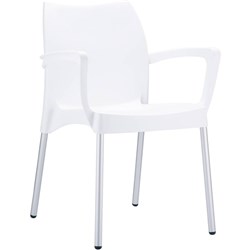 Dolce Poly Shell Chair With Arms Indoor and Outdoor Use White