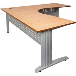 Rapid Span Corner Desk Workstation 1800 x 1800 x 700 Beech & Silver