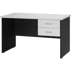 Logan Student Desk 1200W x 600mmD With 2 Drawers White & Ironstone