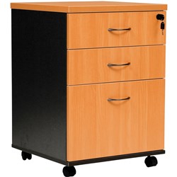 Logan Mobile Pedestal 2 Drawer 1 File Beech & Ironstone