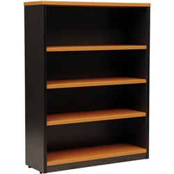 Logan Bookcase 1200H x 900W x 315mmD 3 Shelf Beech & Ironstone