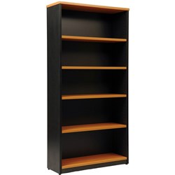 Logan Bookcase 1800H x 900W x 315mmD 4 Shelf Beech & Ironstone