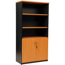 Logan Half Door Cupboard 1800H x 900W x 450mmD Beech & Ironstone