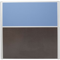Rapid Desk Divider Screen 1250Hx1200mmW Silver Frame Blue Fabric Charcoal Base
