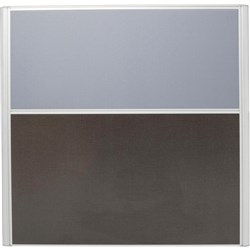 Rapid Desk Divider Screen 1250Hx1800mmW Silver Frame Grey Fabric Charcoal Base
