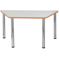 Quorum Geometry Meeting Table Trapezoid 1500Wx750mmD Chrome Legs Off White Top