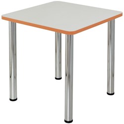 Quorum Geometry Meeting Table Square 750Wx750mmD Chrome Legs Off White Top