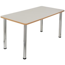 Quorum Geometry Meeting Table Rectangle 1500Wx750mmD Chrome Legs Off White Top