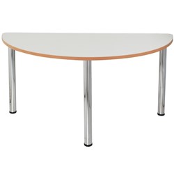 Quorum Geometry Meeting Table Half Round 1500Wx750mmD Chrome Legs Off White Top