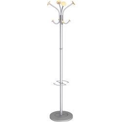 Alba 'Stily' Coat Rack 8 Hook Silver/Wood